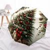 1pc Christmas Tree with Presents and Berries, Auto Open Close Umbrella, Portable Tri-Fold Design, 8-Bone Iron Frame Outdoor Umbrella, Festive Gift for