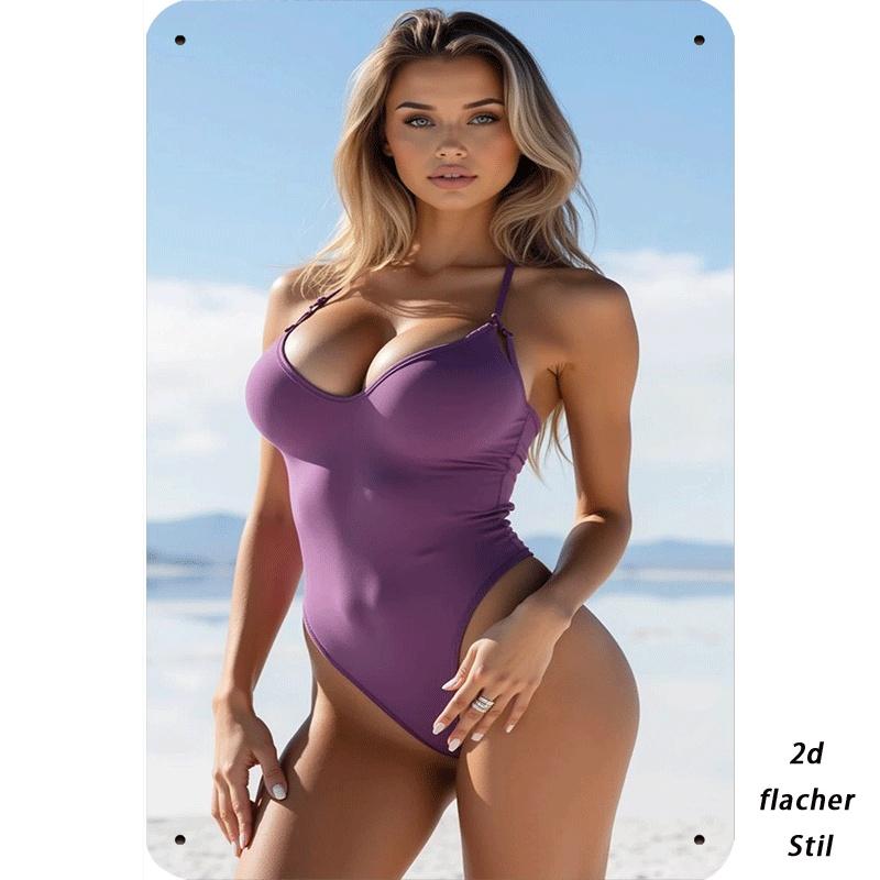 

Retro Purple Beach Wall Art Vintage Metal Sign Living Room Bedroom Decor 8x12 Inch 20x30cm