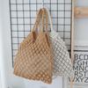 Crochet Hollow Mesh Woven Bag Niche Handmade Shoulder Bag Fashion Cotton Rope Mesh Pocket Seaside Vacation Beach Bag