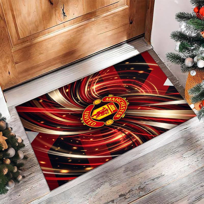 Tappeto in Flanella Stampato Manchester United Antiscivolo Morbido Poliestere Tappeto per Pavimento Tappetino Decorativo per Interni per Camera da Letto Soggiorno Divano