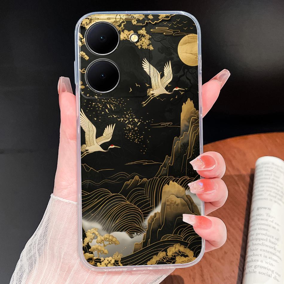Phone Case For Vivo Y100i Y200i Y300i Y500i 5G Vintage Angel Soft Transparent Silicone High Quality Shockproof Funda
