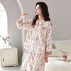 Women's Autumn Cardigan Pajama Set - Lycra Cotton, Long Sleeve & Pants, Lightweight, Loose-Fit, Simple Style