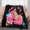 1PC Custom Name Nail Art outdooor Flannel blankets Throw Blanket All-Season Throw Gift Bedspread for Couch, Bed, Camping Holiday Birthday gift