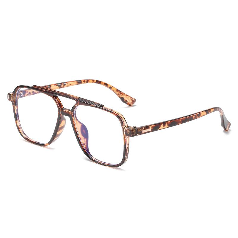 Tr90 Transparent Retro Double Beam Glasses Frame Men'S Big Frame Big Face Flat Mirror Women'S Tide Literary And Artistic With Myopia