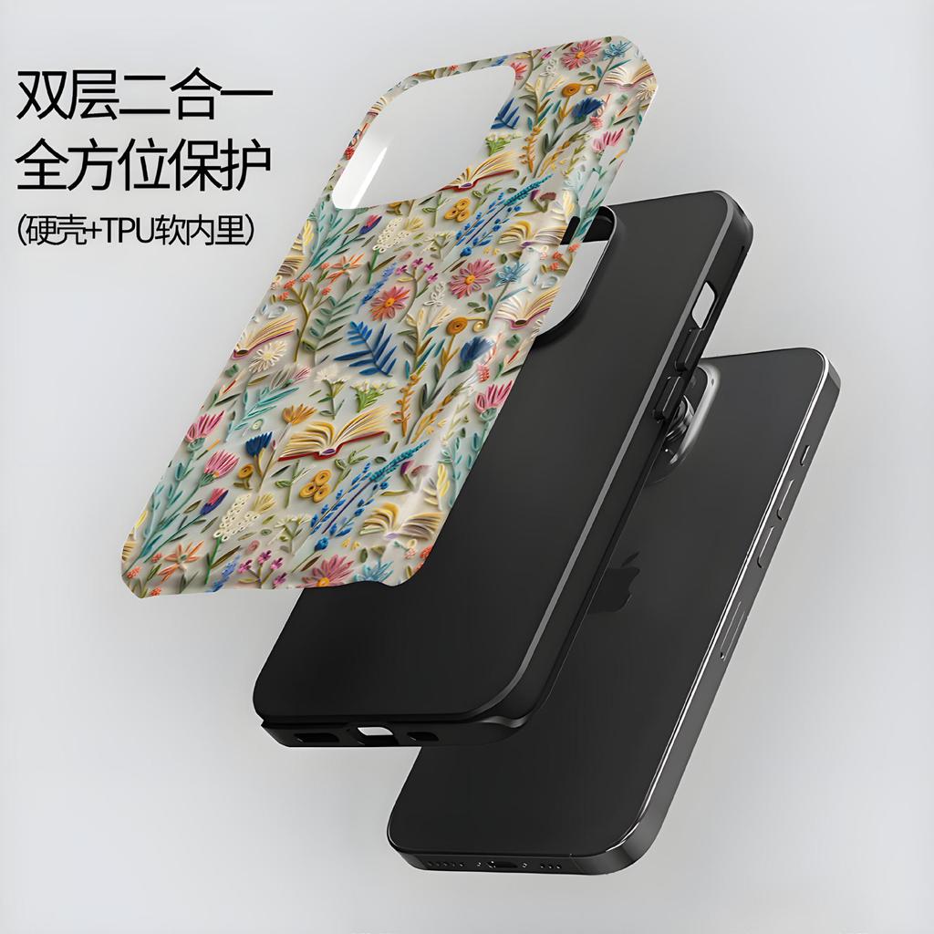 Europe and the United States hot-selling imitation embroidery three-dimensional flower iphone17 magnetic mobile phone case apple 16 two-in-one film