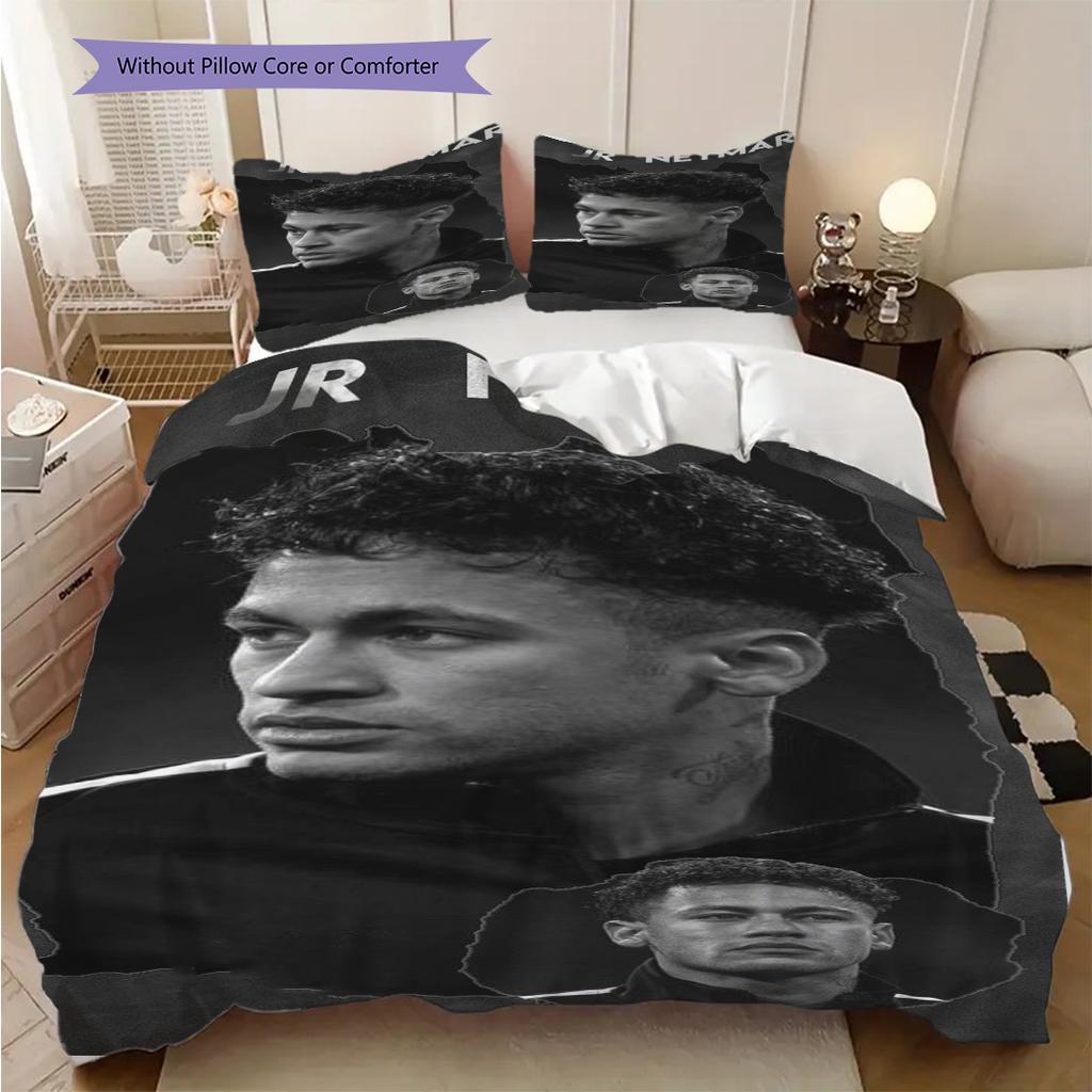 Biancheria da letto con vibrante arte calcistica di Neymar Jr (1 * copripiumino + 2 * federa, senza nucleo) Set Lenzuola Regalo di Compleanno di Natale Piatto 2D