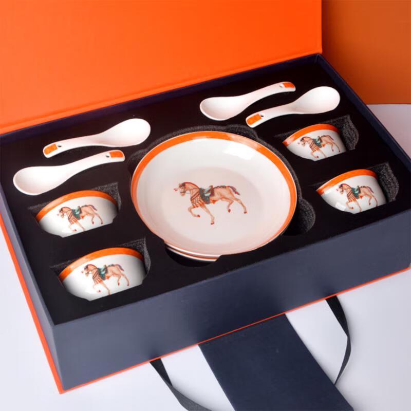 Premium Hermes Orange Ceramic Dinnerware Set