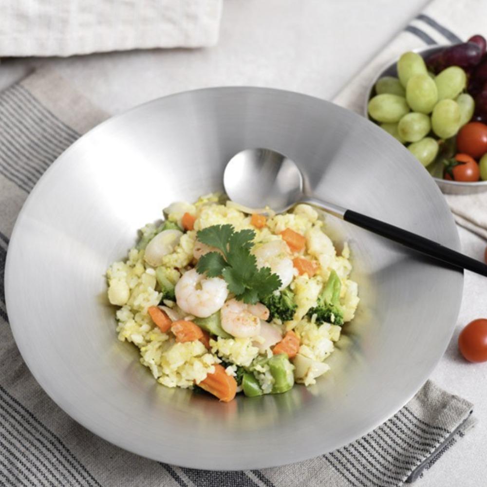 Japanese Ramen Bowl Restaurant Pasta Mixing Bowl Stainless Steel Thick Straw Hat Dish Vegetable Soup Dish Deep Salad Dish