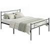 4ft6 Double Bed Frame with Headboard and Footboard, Metal Platform Bed Frame with 32 cm Underbed Storage, Black