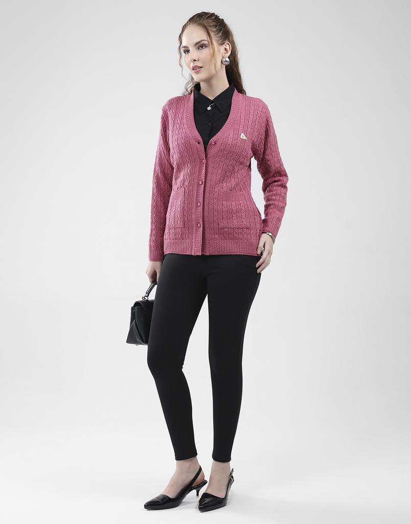 MONTE CARLO Women's V Neck Full Sleeves Cardigan