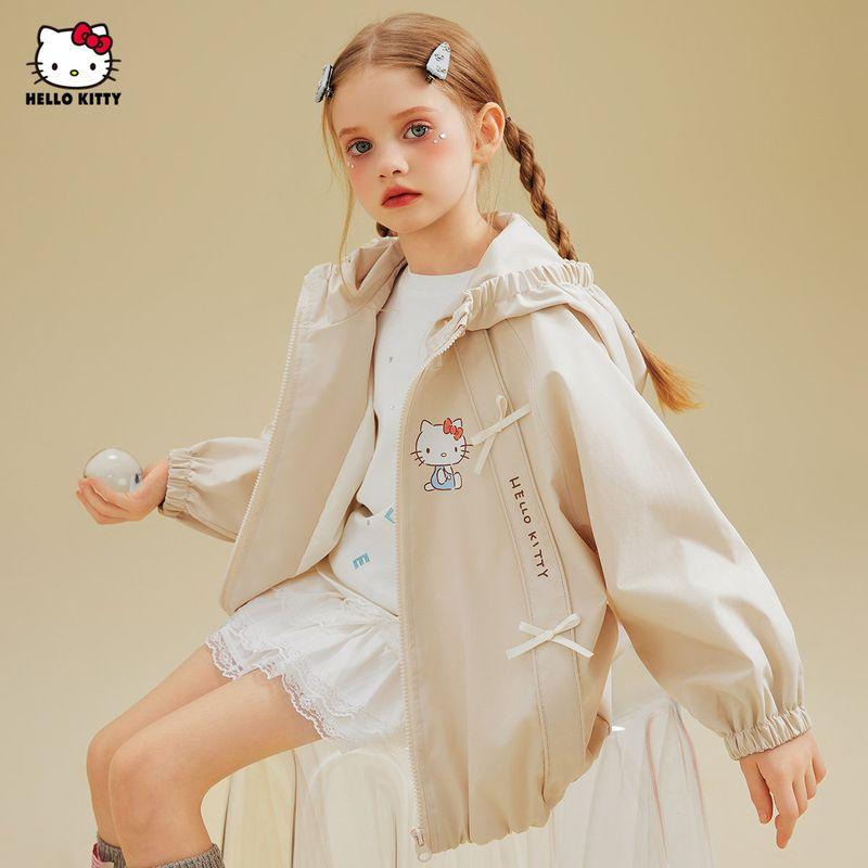 Hello Kitty Girls' Spring Jacket 2025 New Cartoon Children's Spring Top Off-White Girls' Clothing