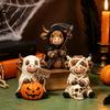 Dark Style Resin Figurine 3Pcs Halloween Highland Cow Figurines, Cattle Statues of Grim Reaper, Modern Farmhouse Table Decor Mummy & Ghost,