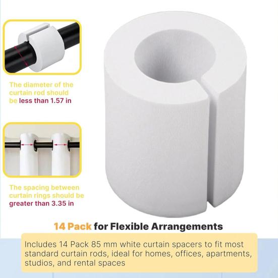 5/10Pcs Curtain Spacers EVA Foam Rollers 50/85mm White Curtain Shaper Uniform Spacing Rod Attachment Drapes Spacer for Home Office
