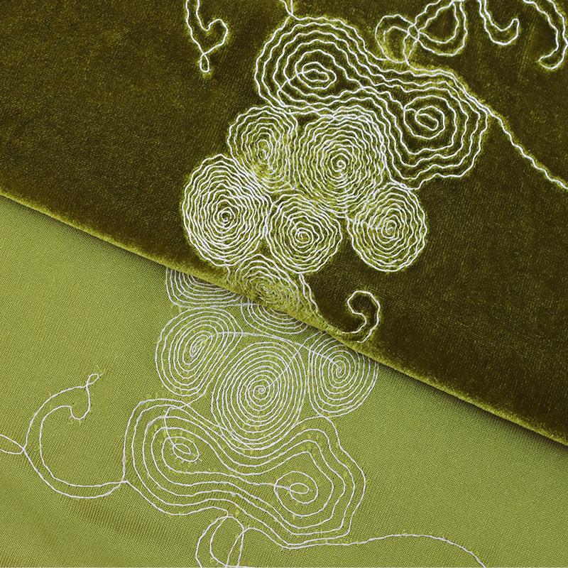 1 metr Wzorzysta Aksamitna Tkanina Haftowana Zielony Kolor Żakardowe Tkaniny na Cheongsam Odzież Kostiumy Występowe