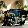 Custom Name Personalized Minecraft Print Blankets, Home Decor, Bedroom, Sofa, Camping, Couch, Gifts for Birthday Christmas