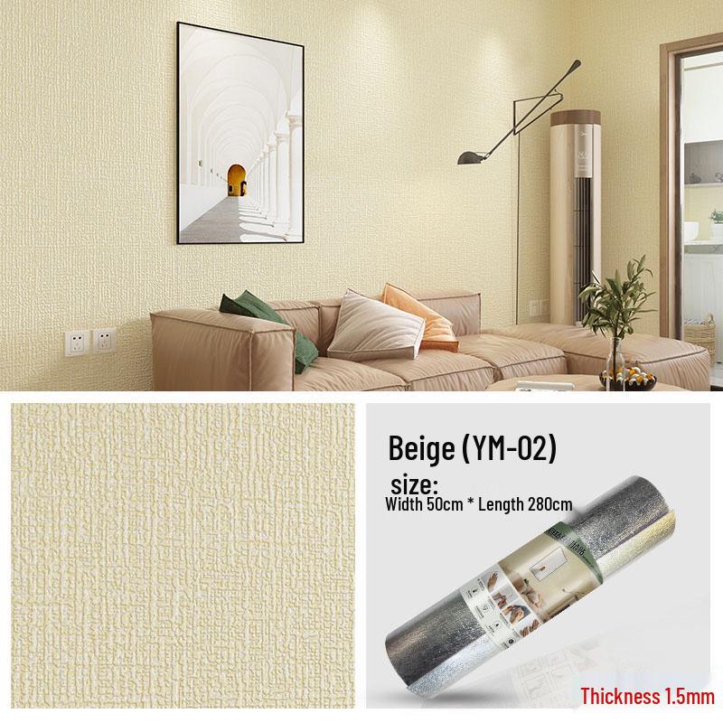 3D Self-Adhesive Linen Wallpaper: Thickened, Moisture-Proof, Light-Blocking, Thermal Insulation, Fire Retardant Aluminum Foil.