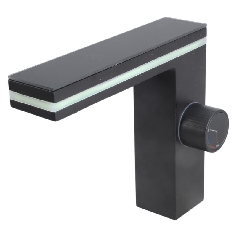 

LED Display Bathroom Sink Faucet Intelligent Hot Cold Water Mixer Tap Digital Temperature Display for Modern Homes чёрный