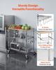 VEVOR Kitchen Utility Cart, 3 Tier Heavy Duty Adjustable Wire Storage Rack with Wood Tabletop and Handle Bar
