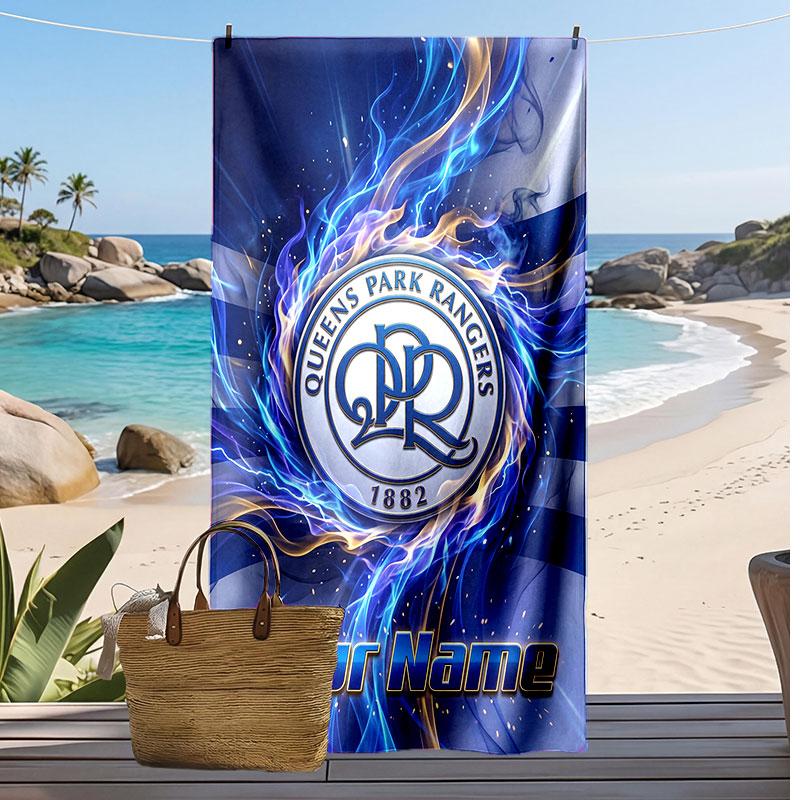Queens Park Rangers FC Personalisiertes Bedrucktes Strandtuch Fußballlogo Unterstützung Benutzerdefinierter Name Text Saugfähiges Handtuch für Sport Reisen Besonderes Geschenk