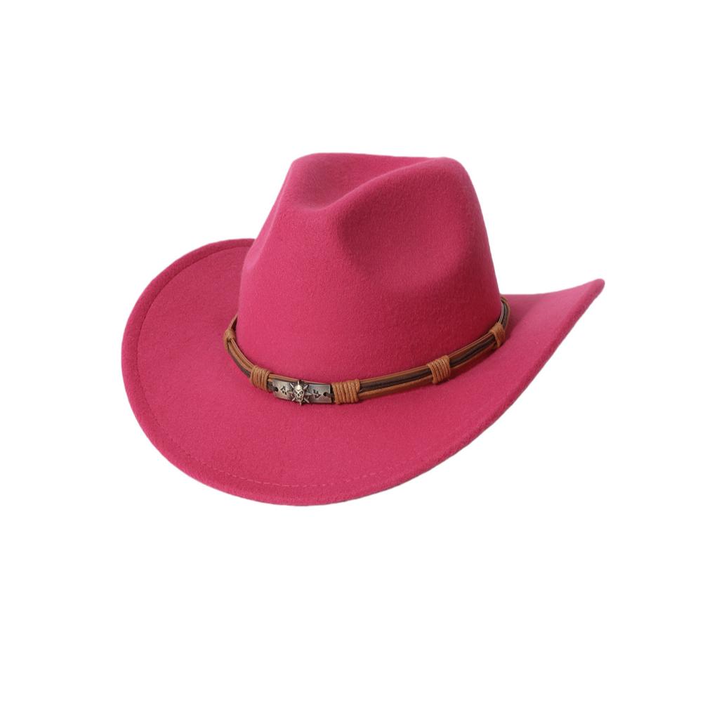 Men's casual western cowboy hat with skull accessory, British style felt hat, all-season wool jazz hat
