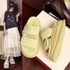 2025 new summer thick-soled heightening shoes one-word slippers women's versatile casual cool slippers Velcro not tired feet