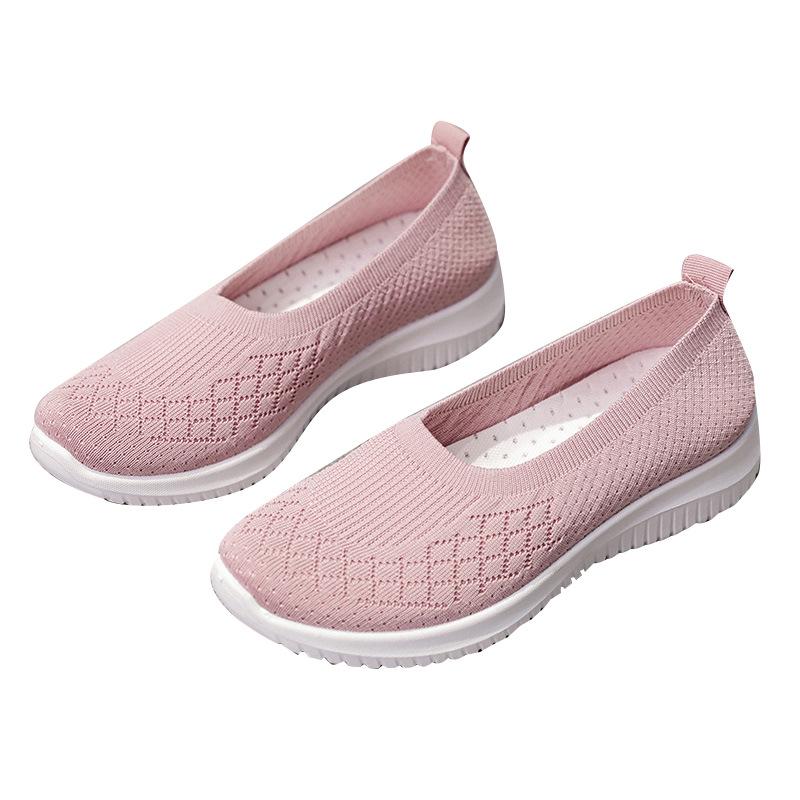 New Soft and Comfortable Low-heeled Casual Round-head Single Shoes Women's Spring and Summer Easy-to-match Casual Shoes Large-size Fly-woven Breathab