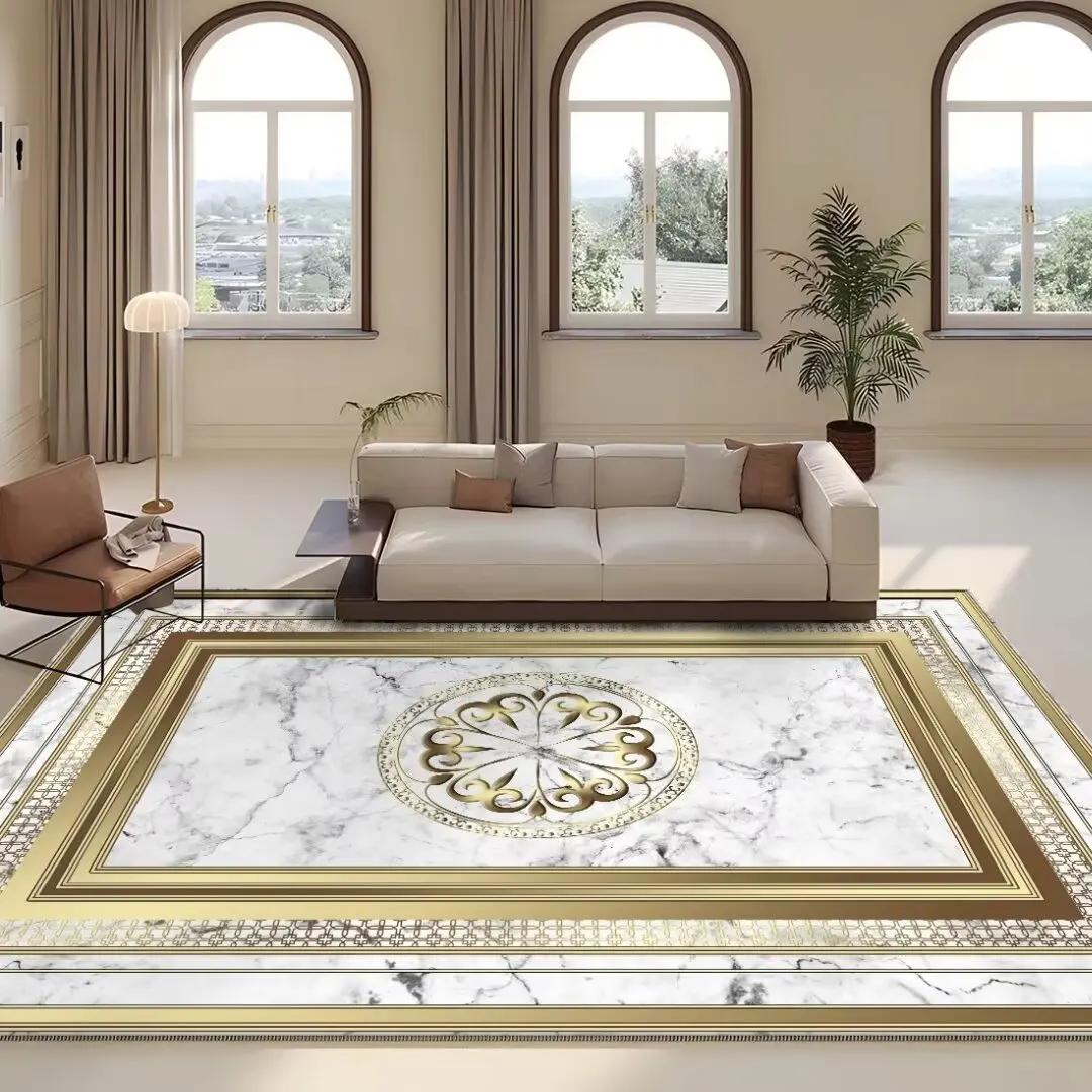 

Европейский Золотой Ковер для Гостиной Роскошное Коммерческое Украшение для Отеля Ковер Большой Площади для Спальни Диван Стол Домашний Принт Мат 60*90cm