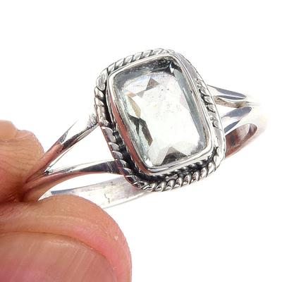 Natürlicher Grüner Amethyst Edelstein Handgefertigt 925 Massiv Sterling Silber Ring S.9 y2h26