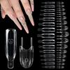 120Pcs Rocket Sandwich Dual Nail Forms Clear Dual Layer Full Cover Top & Bottom Forms Nail Art Extension Manicure Tools For Diy