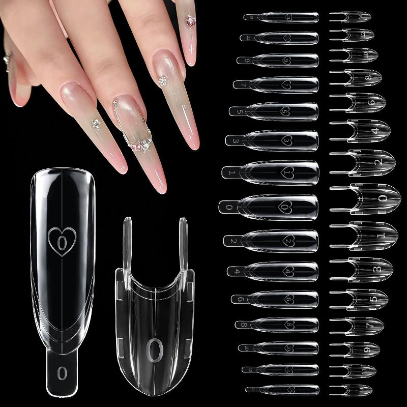 120Pcs Rocket Sandwich Dual Nail Forms Clear Dual Layer Full Cover Top & Bottom Forms Nail Art Extension Manicure Tools For Diy
