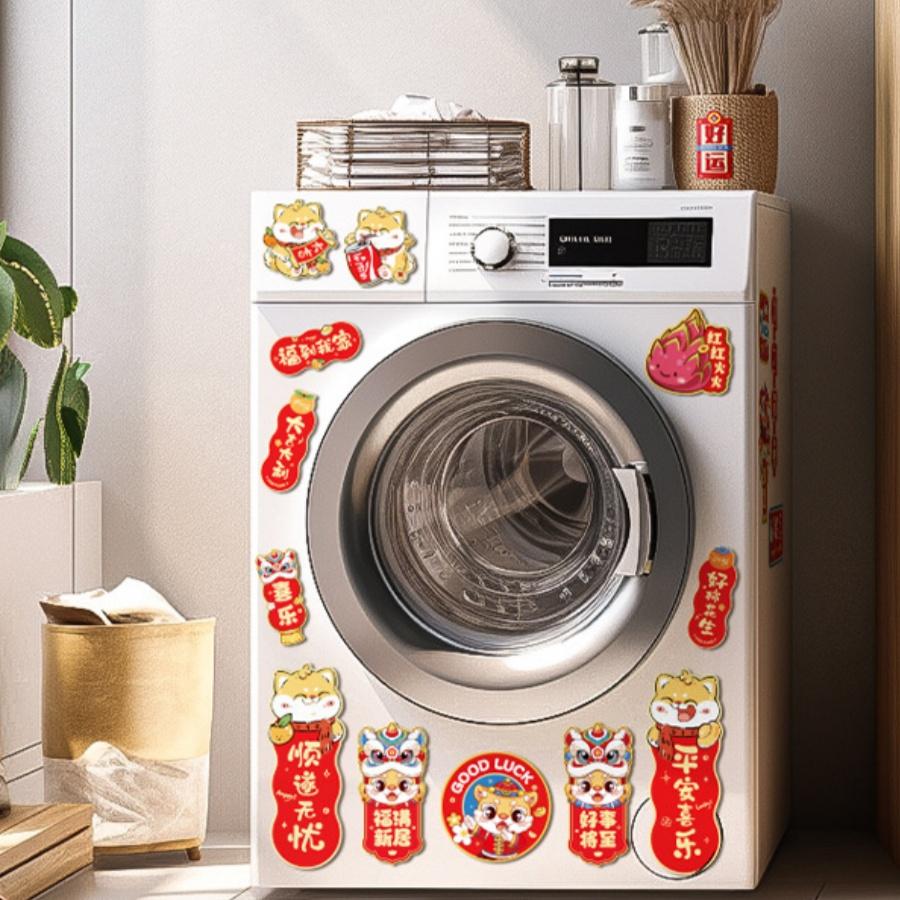 6pcs/pack 2025 Year of the Snake Spring Festival Refrigerator Magnetic Sticker Chinese New Year Furniture Sticker Blessing Gift