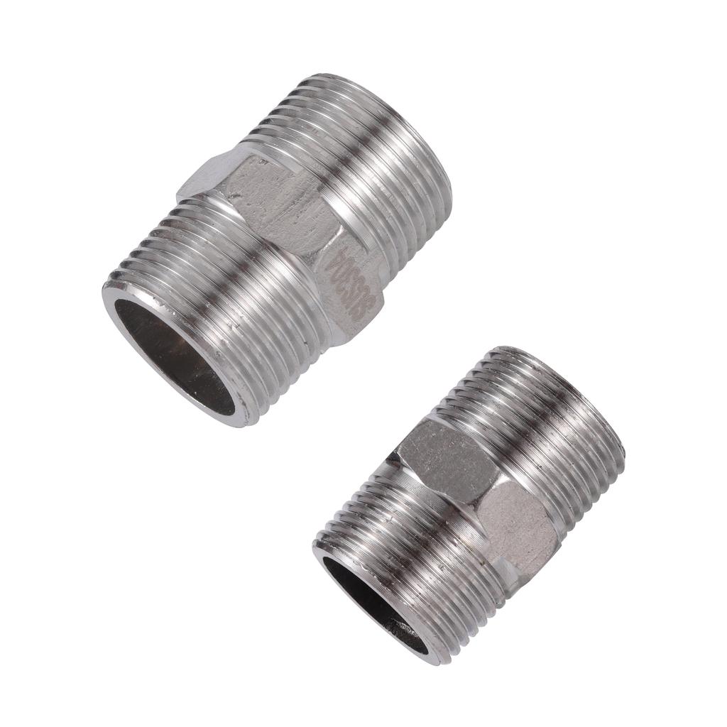 1/2 Inch 3/4 Inch Male Thread Connector 304 Stainless Steel Thread Pipe Repair Coupling Water Tap Adapter Water Pipe Connector