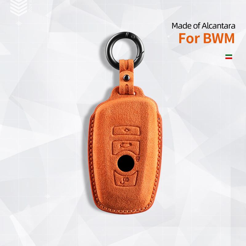 4 buttons Car Key Case cover Alcantara For BMW Series X3X4X5X6 3 5 7 Series F15 F16 F20 F22 F30 F32 G30 Suede Keychain