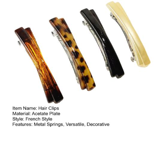 4Pcs French Style Hairpins Tortoiseshell Design Women Hair Clips with Metal Springs Lightweight Hair Accessories