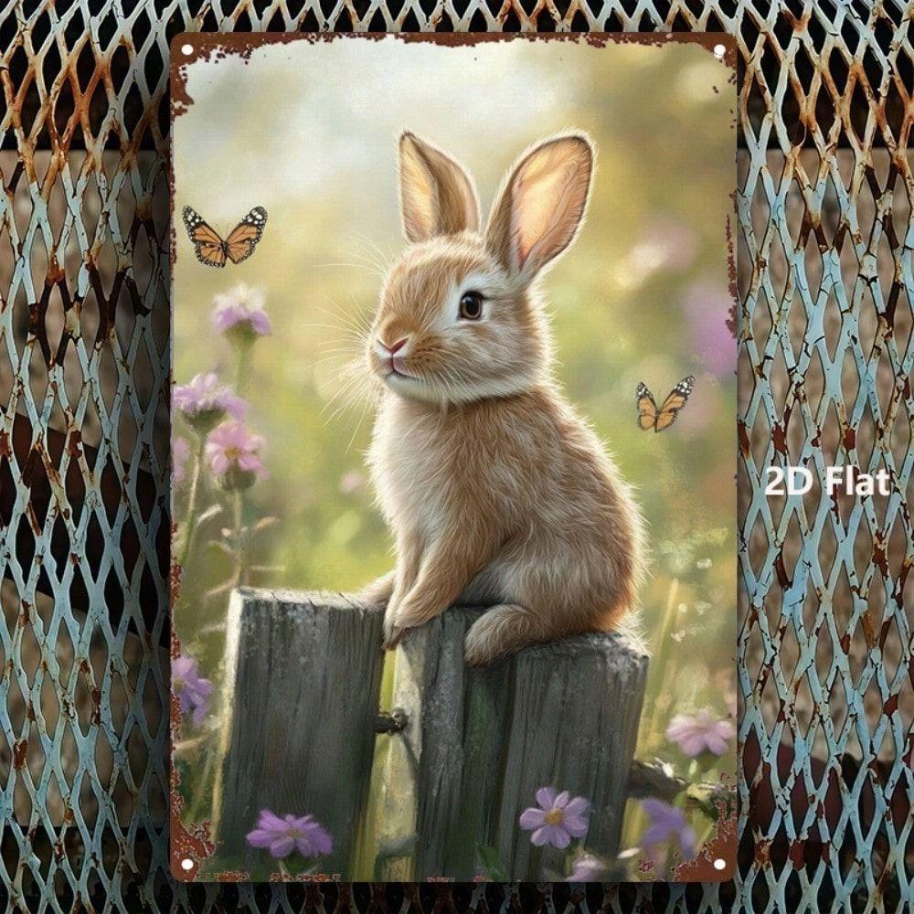 Vintage Metal Wall Art Rabbit Butterfly Decor Kitchen Living Room