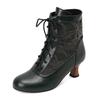 Fashion 2025 Women Victorian Pointed Toe Ankle Boots Leather Lace Hollow Out Punk Lace Up Strange Steampunk High Heel Shoes Size 34-46