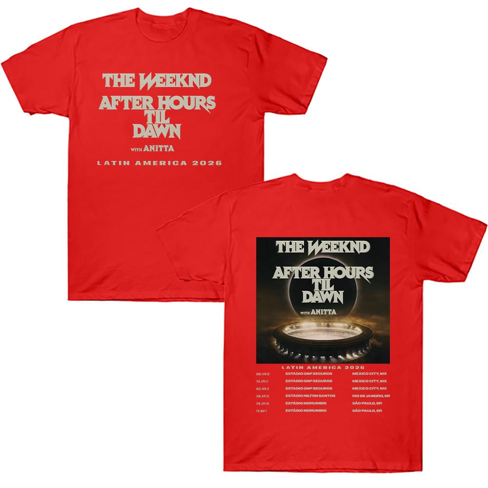 Latin America 2026 Tour TheWeeknd T-shirt Graphic Cotton T Shirts Vintage 90s Hip Hop Gothic Tee Casual Unisex Loose T-shirt