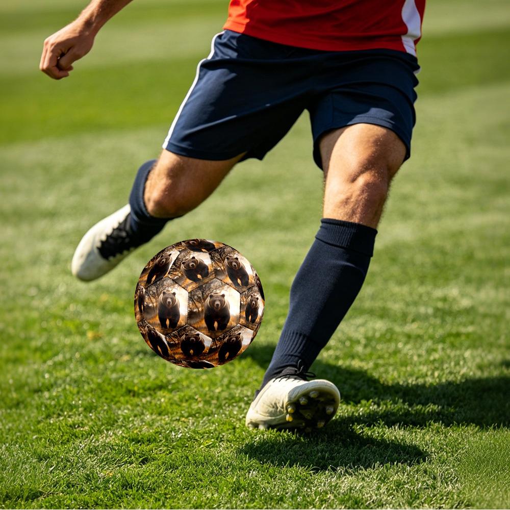 1pc Wild Bear Encounter Theme Soccer Ball Football, Size 5, Lightweight PVC, Outdoor Training Soccer Ball,Gift C6510