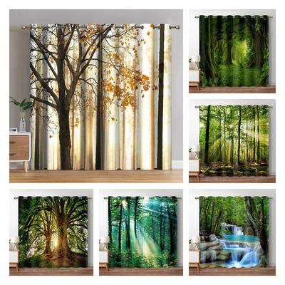 Tende Foresta Albero Giungla Paesaggio Naturale Tenda da Finestra Tende per Soggiorno Camera da Letto Cascata Apertura Bipartita Sinistra e Destra