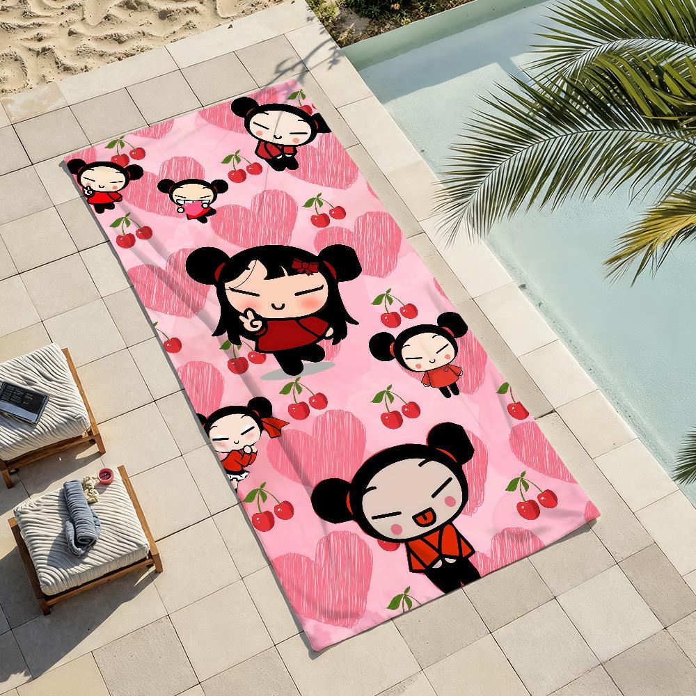 Cartoon G-Garu P-Pucca Towel Drying Bath Towel Applicable To Light Swimming Camping Yoga Beach Out