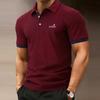 Men's Golf Polo Shirt-3button collar, color-blocked minimalist cuffs, moisture-wicking fabric, perfect for daily wear at the office