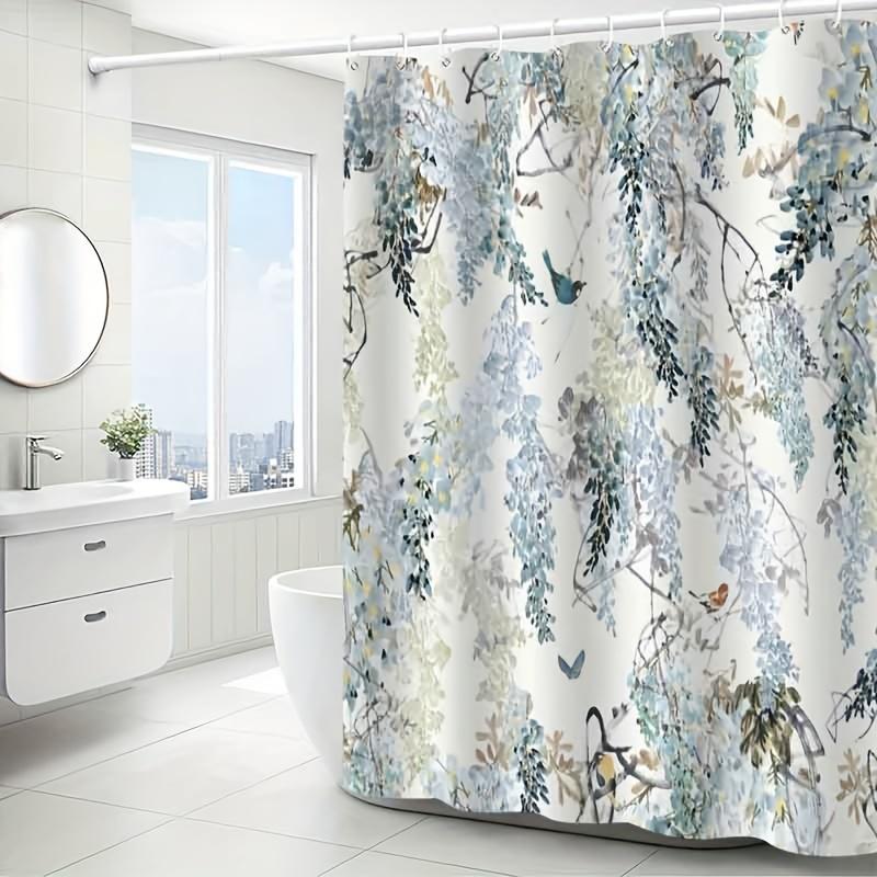 Playful Magpie Pattern Shower Curtain, Elegant & Anti-Fog, Multi-Functional, High-End Bathroom Decor W90xH180cm