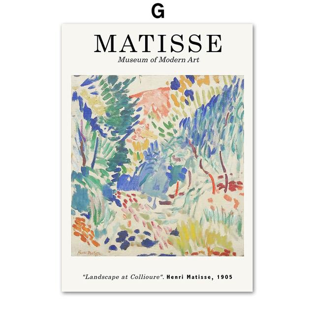 Poster e Stampe Astratte di Foglie Vintage Matisse Paesaggio Nordico Arte da Parete Pittura su Tela Immagine da Parete per Decorazione Soggiorno