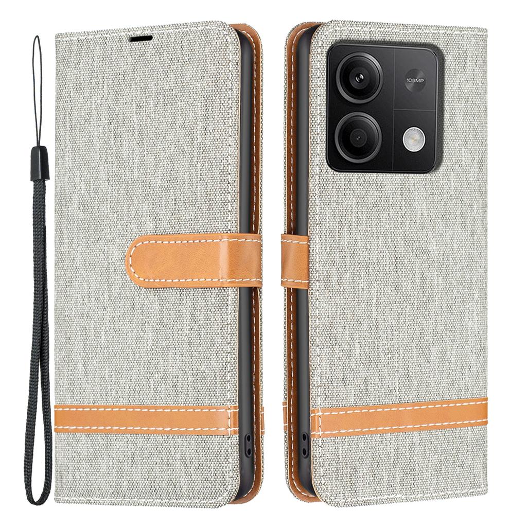For Xiaomi Redmi Note 13 5G Leather Phone Case Wallet Cover Jeans Cloth Splicing