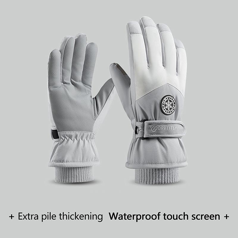 Winter Outdoor Snowboard Ski Riding Gloves Leather Non-Slip Touch Screen Waterproof Motorcycle Cycling Fleece Warm Riding Gloves