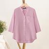 ZANZEA חולצת נשים וי צוואר צבע אחיד רפויה קז'ואל שרוול 3/4