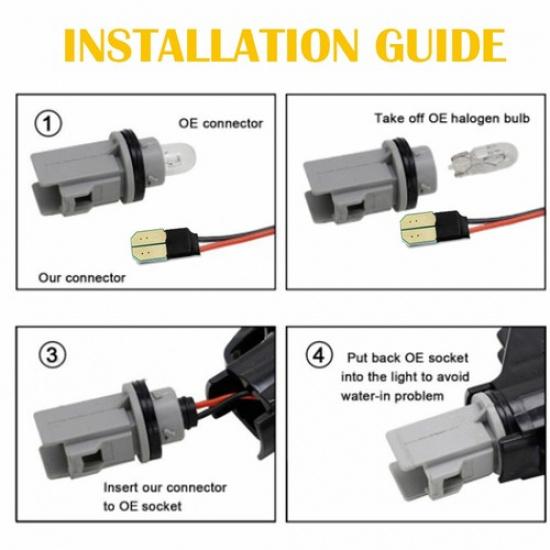 For 2010-2014 Ford Mustang Smoked Lens Front & Rear LED Side Marker Lights 2PC