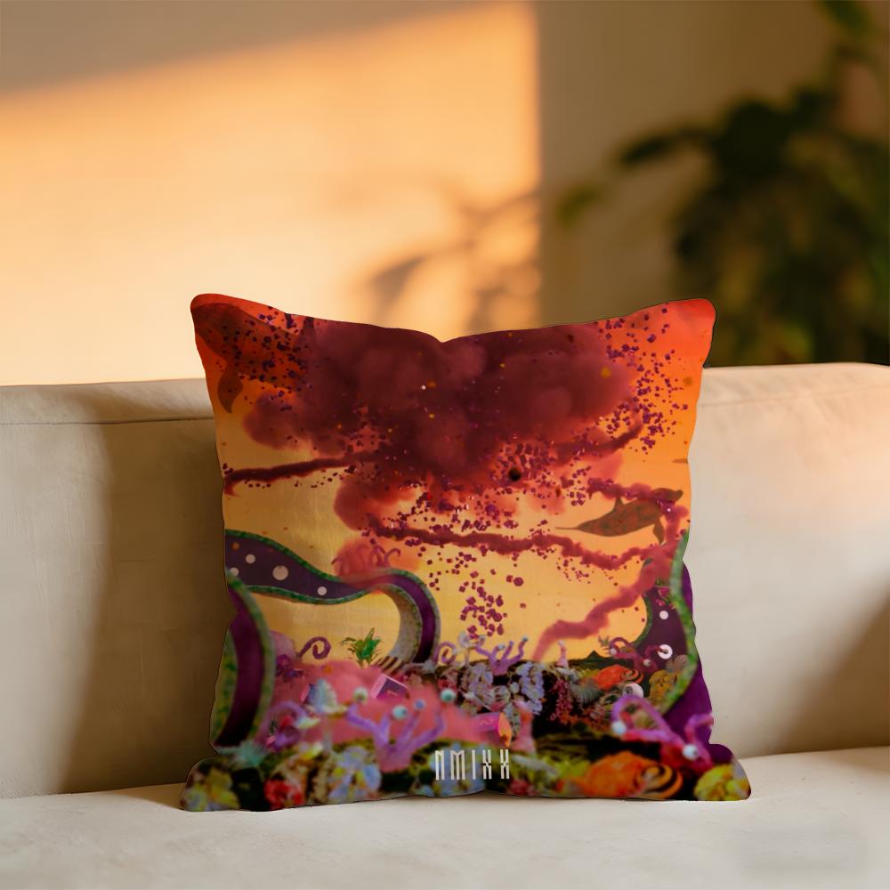 Korea Nmixx Girls Group Album Cushion Cover Cozy Velvet Throw PillowSoft Warm Cushion For Sofa Bed
