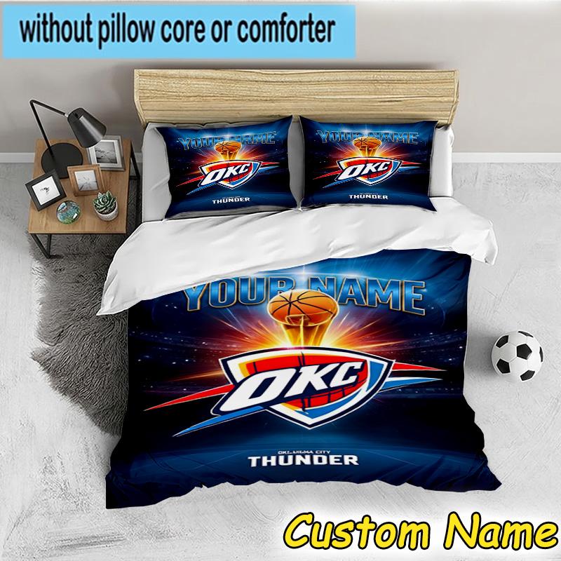3pcs Custom Name Oklahoma Sports Team Bedding Set Includes 1 Duvet Cover & 2 Pillowcases for All Seasons Dormitory Home Decor Christmas gifts