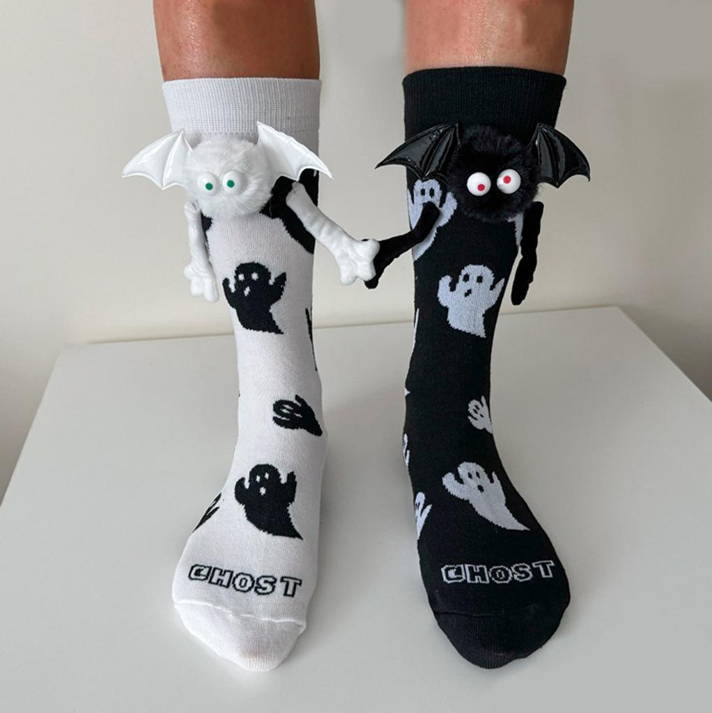 Women's Halloween Socks Cute No Magnetic Hand In Hand Socks And Middle Tube Cartoon Socks